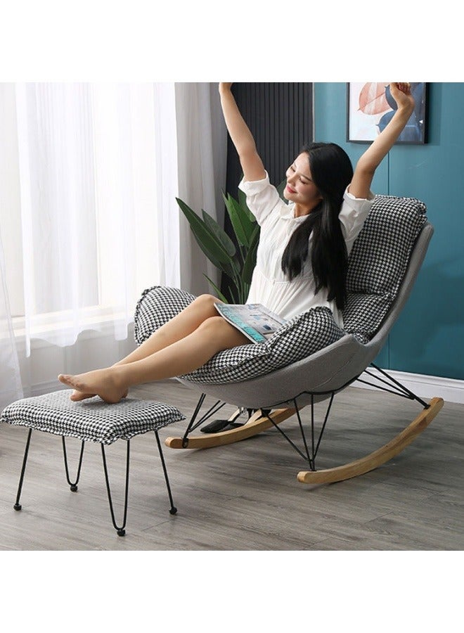 GGEROU كرسي هزاز مع وسادة مبطنة، كرسي هزاز حديث، كرسي هزاز من القماش، كرسي استرخاء مريح وكرسي أريكة كسول، رمادي - Image 3
