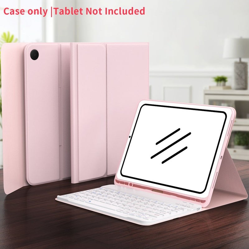 غطاء لوحة مفاتيح لجهاز Galaksi Tab A9 Plus 11 بوصة، وردي، لوحة مفاتيح لاسلكية مغناطيسية قابلة للفصل، حامل قلم، غطاء حامل نحيف وخفيف الوزن - Image 1