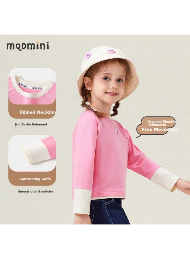 Mqdmini Girls' Long Sleeve T-Shirt 5A Antibacterial Children'S T-Shirt Sweet And Versatile Base Top Love Dog - Image 2