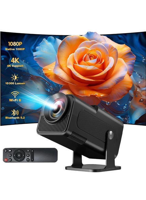 HY320 Smart Projector: 4K Native 1080P, Built-in Android TV 11.0, WiFi, Bluetooth, and 10000 Lumens