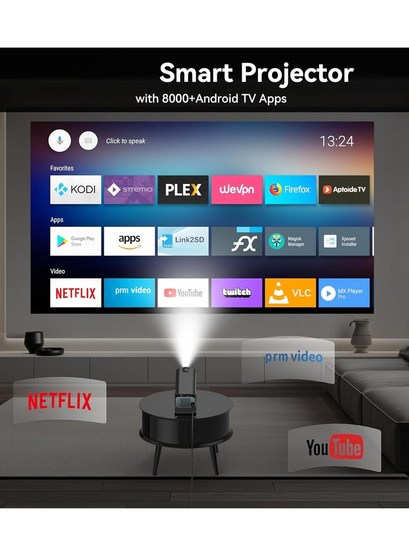 ELTRAZONE - HY320 Smart Projector: 4K Native 1080P, Built-in Android TV 11.0, WiFi, Bluetooth, and 10000 Lumens - Image 1