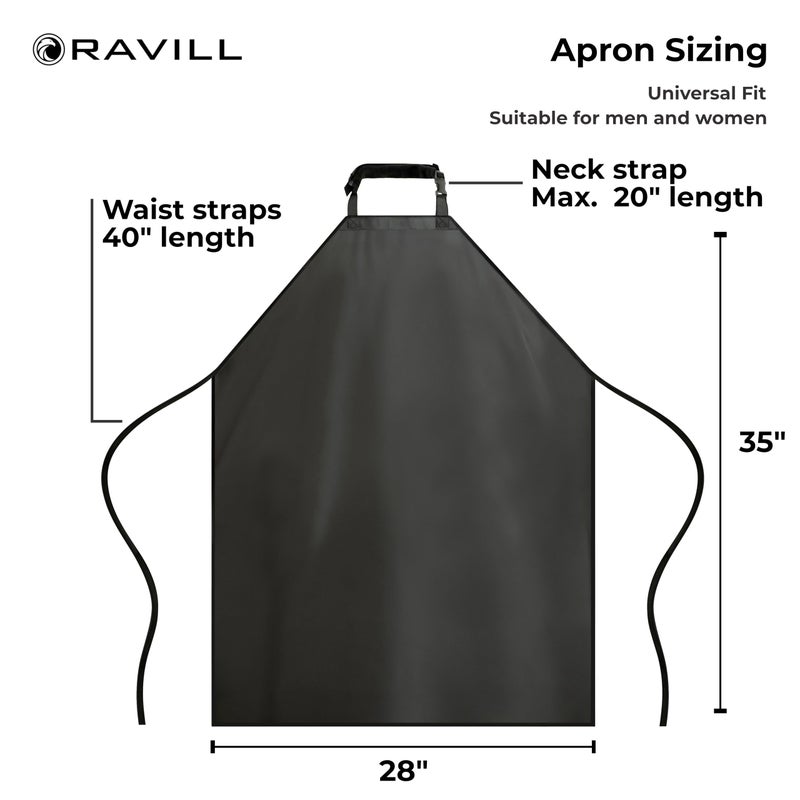 Ravill Waterproof Apron For Men and Women - Black - 35" Multi Purpose Work Aprons for Dishwashing, Dog Grooming, Cleaning - Heavy Duty Plastic Dishwasher Apron - Perfect Water Resistant Kitchen Apron - Image 2