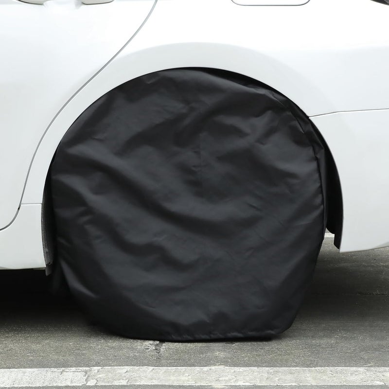 Generic 4 Pcs Tire Covers for Rvs and Trailers Breathable Sun-Resistant Oxford Cloth Fits Wheels Lightweight Spare Wheel Storage Bag with Easy Drawstring Closure and Stylish Protection - Image 3