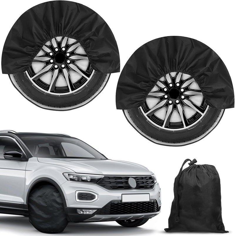 Generic 4 Pcs Tire Covers for Rvs and Trailers Breathable Sun-Resistant Oxford Cloth Fits Wheels Lightweight Spare Wheel Storage Bag with Easy Drawstring Closure and Stylish Protection - Image 1