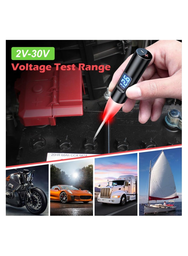 Auto LED Test Light, 5-30V Digital Display Fuse Tester, Heavy Duty Circuit Tester with Polarity Indicate, and Extended Spring Wire Car Repair Diagnostic Tool, Car Truck Low DC Voltage Light Tester - Image 3