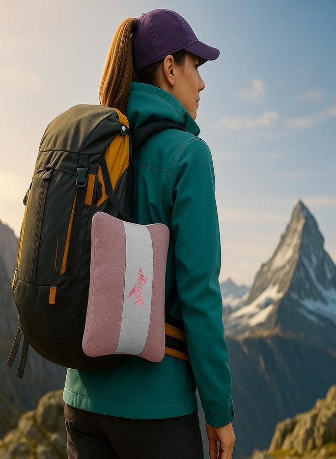 Melissa Large Travel Blanket and Inflatable Pillow Set - 69“ x 43.3” - Soft Blanket with Carry Bag - Lightweight, Compact & Washable for Backpacking, Hiking, Airplane, Car, Office, Camping (Pink) - Image 4