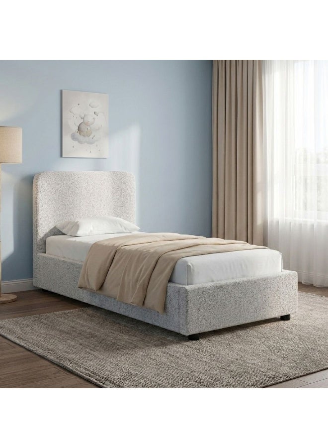 DANUBE HOME Maxillux Recta 120X200 Upholstered Kids Bed With USB | Modern Design Single Bed Frame Furniture | Comfortable Bed (Mattress Not Included) L217xW132xH104cm - Grey - Image 1