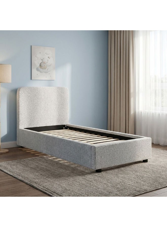 DANUBE HOME Maxillux Recta 120X200 Upholstered Kids Bed With USB | Modern Design Single Bed Frame Furniture | Comfortable Bed (Mattress Not Included) L217xW132xH104cm - Grey - Image 3
