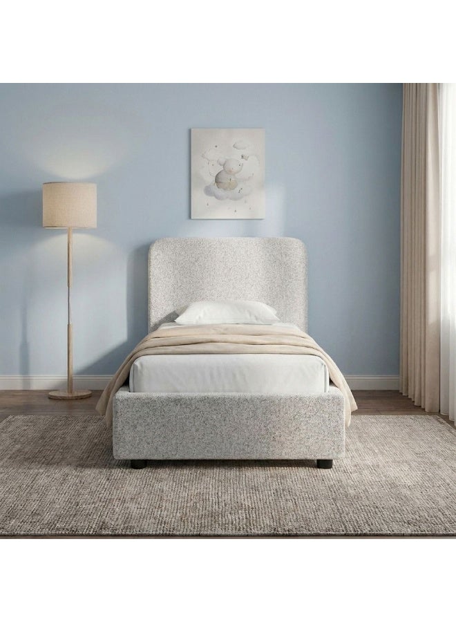 DANUBE HOME Maxillux Recta 120X200 Upholstered Kids Bed With USB | Modern Design Single Bed Frame Furniture | Comfortable Bed (Mattress Not Included) L217xW132xH104cm - Grey - Image 2