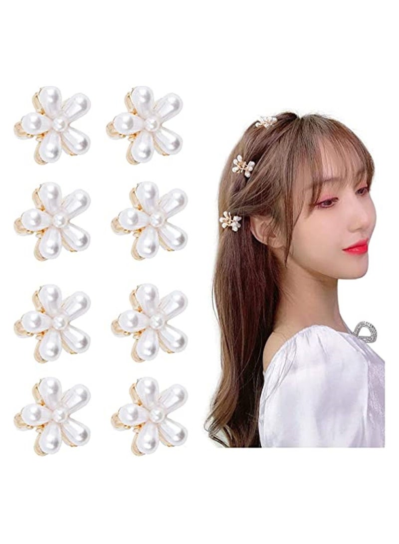 Excefore 8 Pieces Small Pearl Hair Clips, White Handmade Hair Clips Decorative Hair Clips Women's Hair Accessories - Image 1