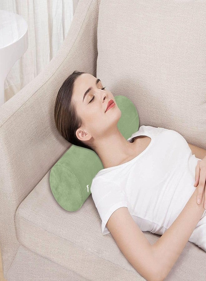 YETTASBIN Sage Green Solid Color Cylinder Round Pillow for Neck Pain Relief, Soft Breathable Bolster Travel Memory Foam Pillow with Removable Washable Cover for Bed Sleeping, Head, Legs and Back - Image 5