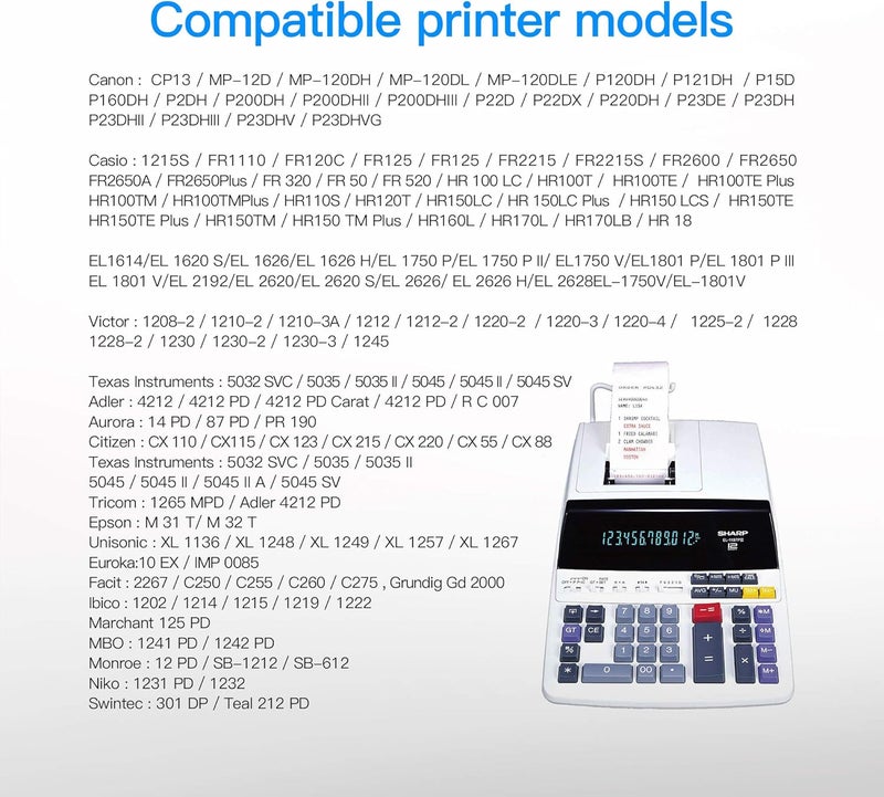 لفات حبر بديلة من للآلات الحاسبة من نوع IR40T IR-40T CP13 MP-12D للاستخدام مع Sharp EL-1750V، EL-1801V HR-100TM، HR-170RC، P23-dhv CP13 (أسود وأحمر، عبوة من 10 قطع، مغلفة بشكل فردي) - Image 2