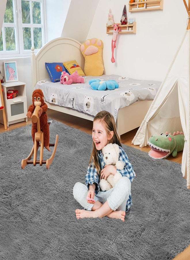 Fairblink Ultra Soft Rug 5x8ft Grey Fluffy Shag Area Rug for Bedroom Modern Shaggy Rugs Fluffy Kids Rug for Living Room Plush Indoor Nursery - Image 3