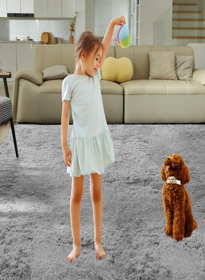 Fairblink Ultra Soft Rug 5x8ft Grey Fluffy Shag Area Rug for Bedroom Modern Shaggy Rugs Fluffy Kids Rug for Living Room Plush Indoor Nursery - Image 2
