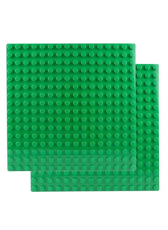 BOROLA قواعد الطوب الكبيرة الحجم من بورولا 10" × 10"، قاعدة طوب ملونة متوافقة مع معظم العلامات التجارية الكبرى مثالية للعب الإبداعي (2 قطعة، أخضر داكن) - Image 1