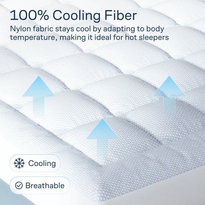 Niagara Sleep Solution Niagara Cooling Twin Mattress Topper - Pillow Top Mattress Cover Quilted Fitted Cooling Topper for Back Pain Deep Pocket Fits 20 Inches (39x75 Inches) - Image 2