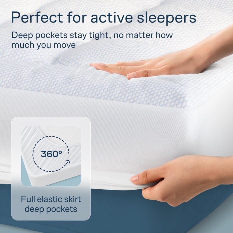 Niagara Sleep Solution Niagara Cooling Twin Mattress Topper - Pillow Top Mattress Cover Quilted Fitted Cooling Topper for Back Pain Deep Pocket Fits 20 Inches (39x75 Inches) - Image 4