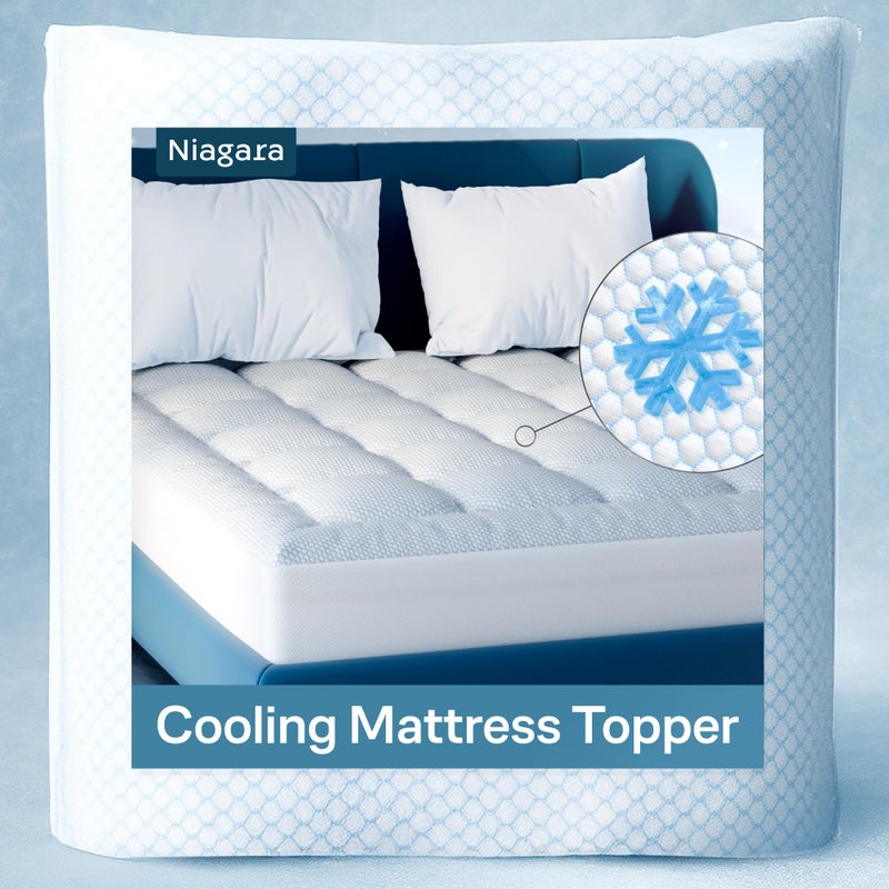 Niagara Sleep Solution Niagara Cooling Twin Mattress Topper - Pillow Top Mattress Cover Quilted Fitted Cooling Topper for Back Pain Deep Pocket Fits 20 Inches (39x75 Inches) - Image 1
