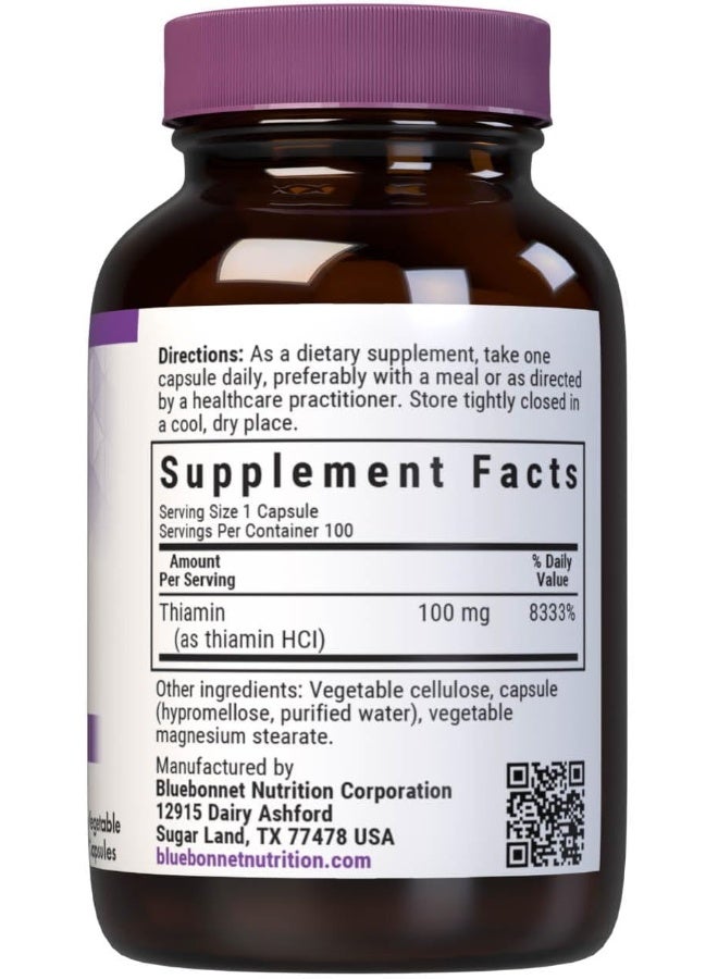 Bluebonnet Nutrition Vitamin B-1 100Mg 100 Vcaps, 272 G - Image 2