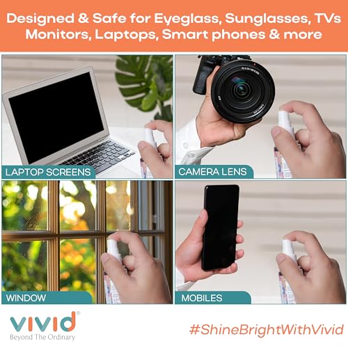 VividVisionInt® Lens Cleaning 200 ML Solution Spray Contain No Detergent No Foam for Spectacles Sunglasses Eyeglasses Mobile PC Laptop TV & Camera Cleaner 200ml with Cloth - Image 2