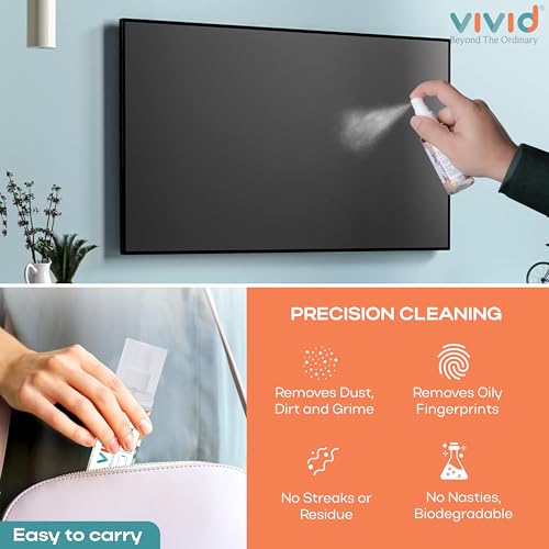 VividVisionInt® Lens Cleaning 200 ML Solution Spray Contain No Detergent No Foam for Spectacles Sunglasses Eyeglasses Mobile PC Laptop TV & Camera Cleaner 200ml with Cloth - Image 3