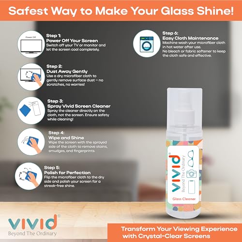 VividVisionInt® Lens Cleaning 200 ML Solution Spray Contain No Detergent No Foam for Spectacles Sunglasses Eyeglasses Mobile PC Laptop TV & Camera Cleaner 200ml with Cloth - Image 4