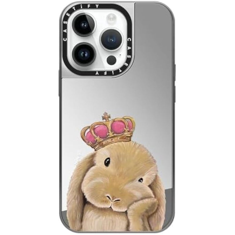 Casetify Mirror Case for iPhone 14 Pro Compatible with Magsafe - Gloomie Bunny by LeonLollipop - Silver on Silver - Image 1