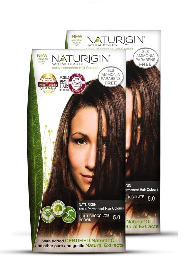NATURIGIN® ORGANIC BEAUTY - Permanent Hair Colour 115ml (Pack of 2, Light Chocolate Brown 5.0) - Image 1