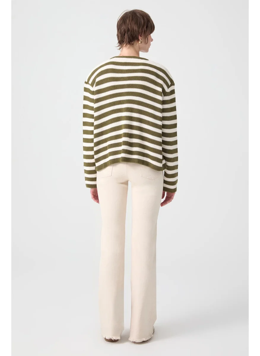 توتشي Gold Buttoned Striped Short Cardigan