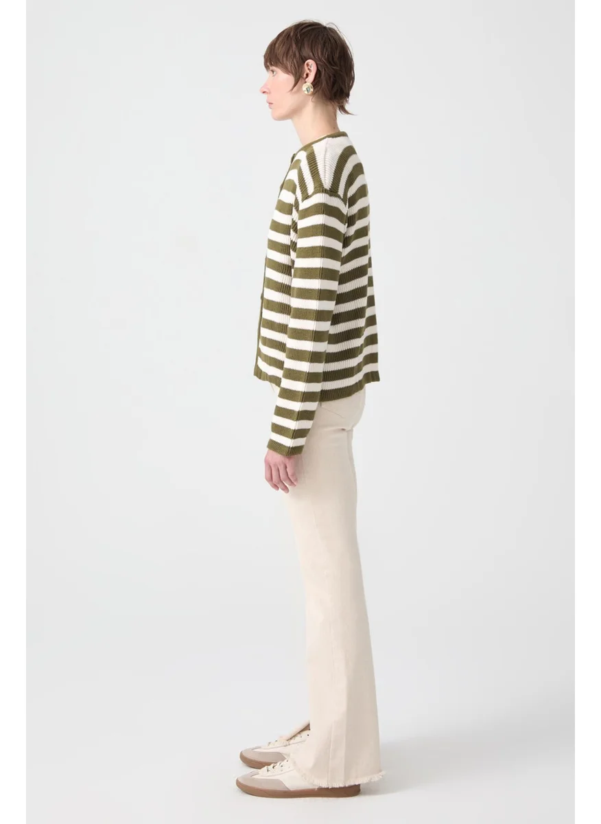 توتشي Gold Buttoned Striped Short Cardigan