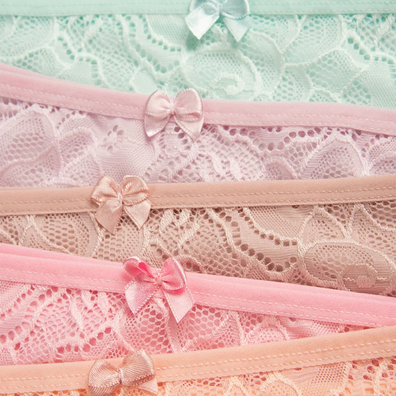 هابيفوكس Cotton Women's Panties Lace High Waist Set of 5 Pack Lycra Briefs Large Size Wide Brim