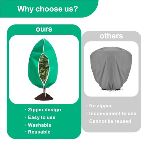 Eunika 6 PCS Plant Covers Freeze Protection, 47.2"x31.5" Frost Blankets with Zipper Drawstring Reusable Winter Plant Protectors Bag Covers for Outdoor Garden Trees, Shrubs Cover for Frost Cold Pest - Image 4