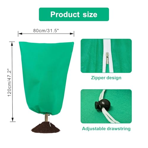 Eunika 6 PCS Plant Covers Freeze Protection, 47.2"x31.5" Frost Blankets with Zipper Drawstring Reusable Winter Plant Protectors Bag Covers for Outdoor Garden Trees, Shrubs Cover for Frost Cold Pest - Image 2