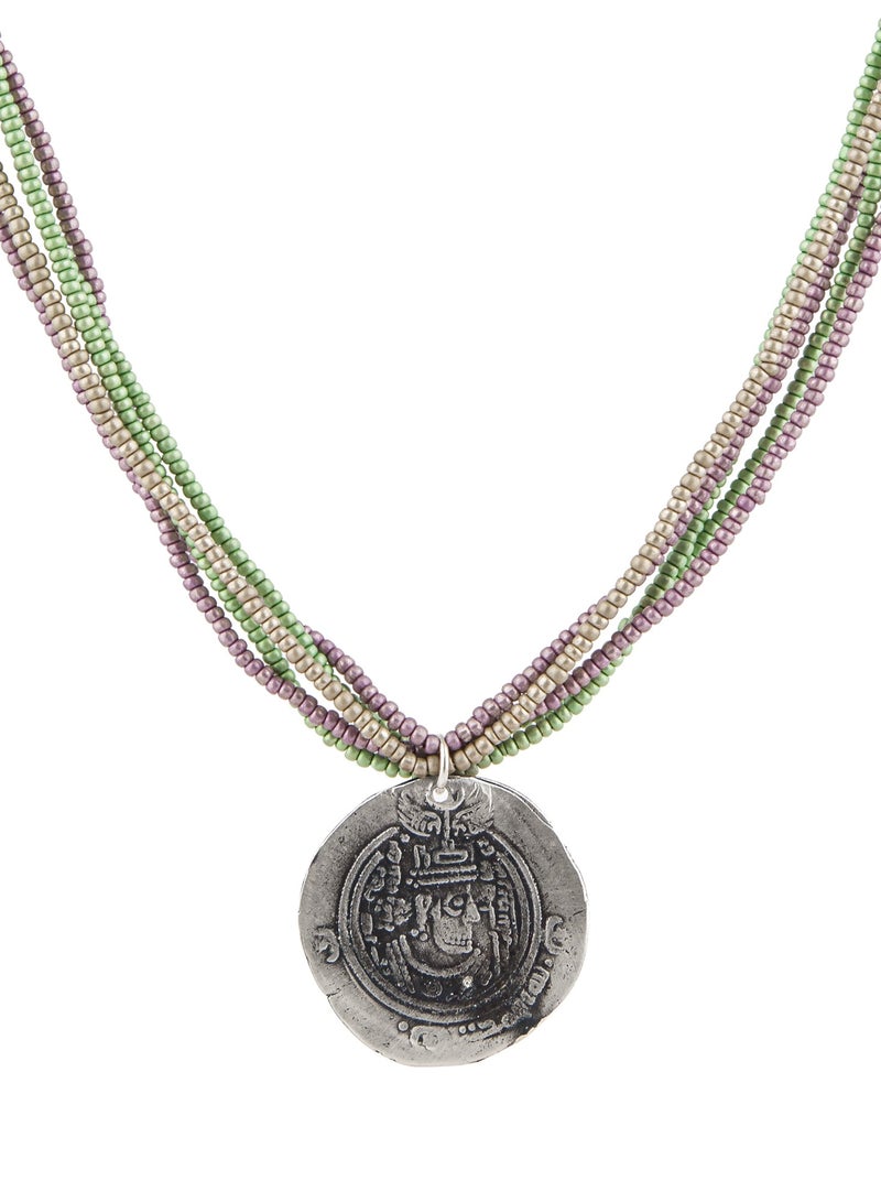 Minza " Sassanid " Pure 925 Sterling Silver, Czech bead, Handmade Necklace for Women, Pendant and Beaded Necklace, 5.500 grams of Silver, Jewelry for Casual & Special Occasion - Image 1