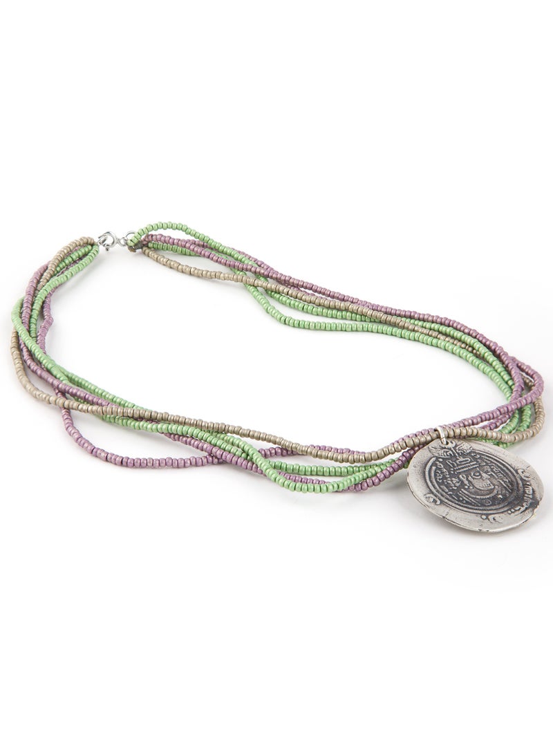 Minza " Sassanid " Pure 925 Sterling Silver, Czech bead, Handmade Necklace for Women, Pendant and Beaded Necklace, 5.500 grams of Silver, Jewelry for Casual & Special Occasion - Image 2