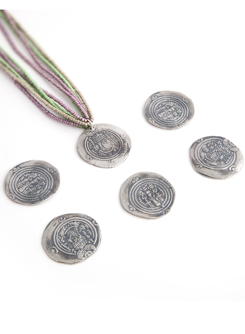 Minza " Sassanid " Pure 925 Sterling Silver, Czech bead, Handmade Necklace for Women, Pendant and Beaded Necklace, 5.500 grams of Silver, Jewelry for Casual & Special Occasion - Image 4