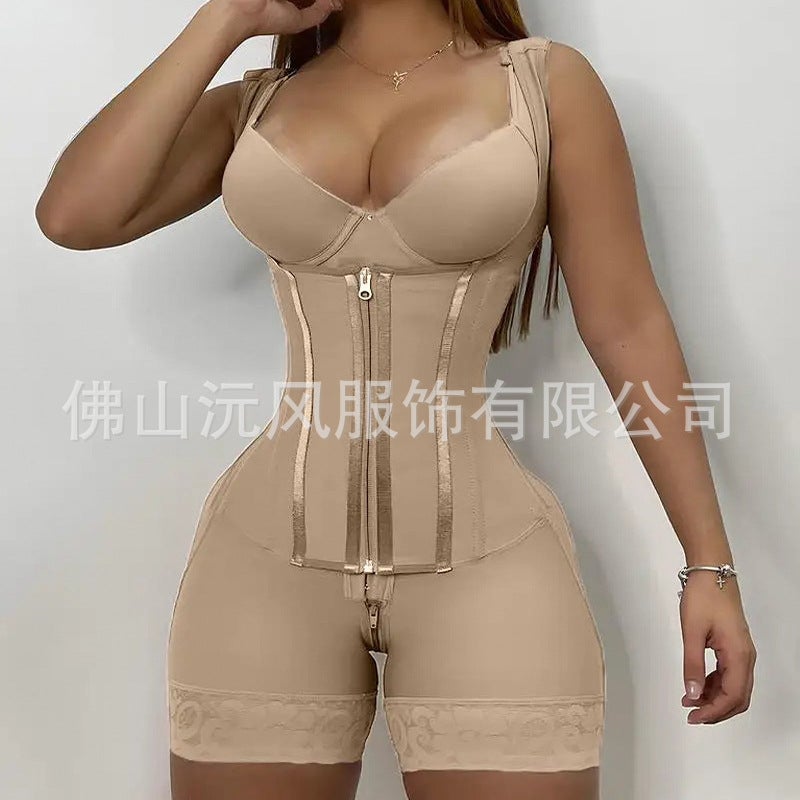 ملابس تشكيل الجسم ذات الخصر العالي والخصر الساعتي مع حزام كتف عريض بحجم زائد جديد - Image 1