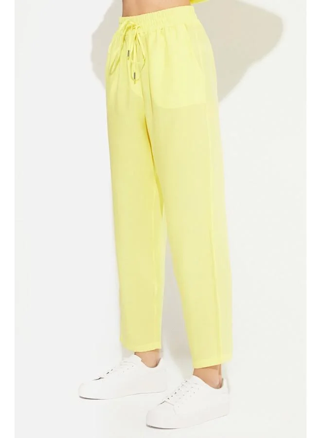 JUNE June Exclusive Elastic Waist Modal Blend Woven Trouser Yellow