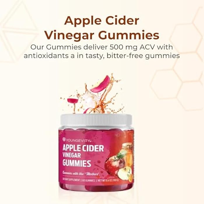 Youngevity Apple Cider Vinegar Gummies 500mg w/Raw ACV from The Mother, Detox Cleanse and Support Immunity, - 60 Gummy Vitamins - Image 2
