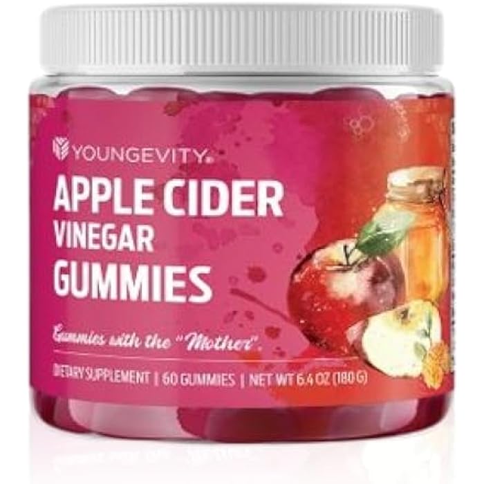 Youngevity Apple Cider Vinegar Gummies 500mg w/Raw ACV from The Mother, Detox Cleanse and Support Immunity, - 60 Gummy Vitamins - Image 1
