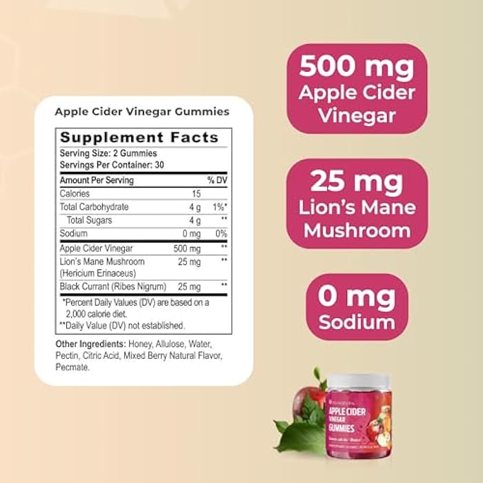 Youngevity Apple Cider Vinegar Gummies 500mg w/Raw ACV from The Mother, Detox Cleanse and Support Immunity, - 60 Gummy Vitamins - Image 3