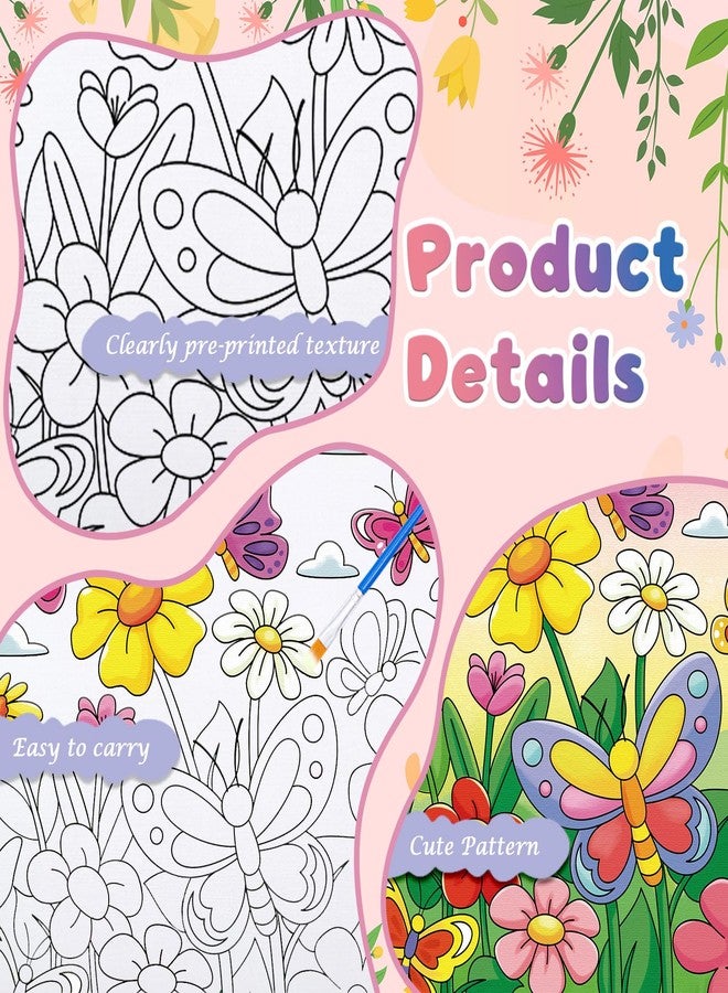 Anseal 8 Packs Pre Drawn Canvas for Painting, 8" X 8" Pre Printed Canvas for Kids, Pre Stretched Canvas Outline Painting Boards for Beginners Students, Party Favor - Image 2