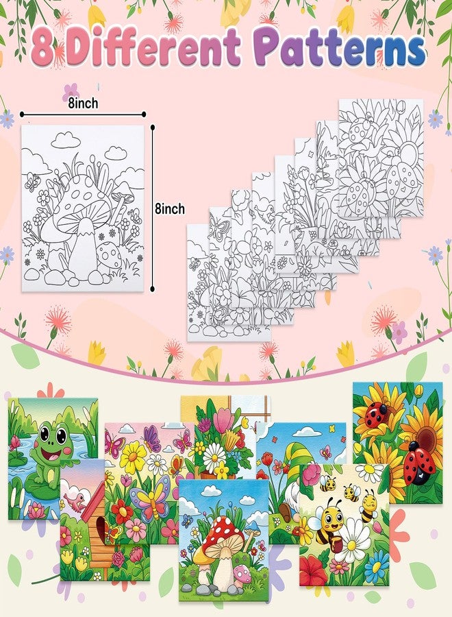 Anseal 8 Packs Pre Drawn Canvas for Painting, 8" X 8" Pre Printed Canvas for Kids, Pre Stretched Canvas Outline Painting Boards for Beginners Students, Party Favor - Image 3