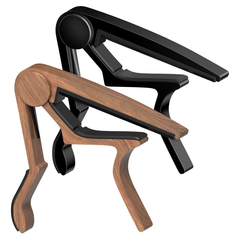 DIDA Guitar Capo for Acoustic, Classical, Electric Guitars, Ukulele, Mandolin, Banjo, and other string musical instruments, Quick Release, Memory Silicone Pad, Buzzing-Free (Black & Rosewood) - Image 1