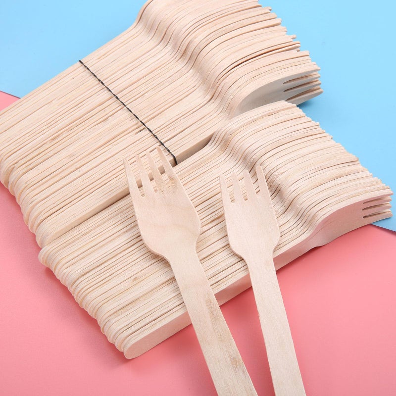 Perfect Stix Green Fork 158 Wooden Cutlery Forks 6"" Length ( pack of 100) - Image 4