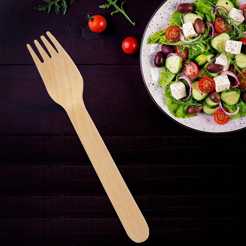 Perfect Stix Green Fork 158 Wooden Cutlery Forks 6"" Length ( pack of 100) - Image 2