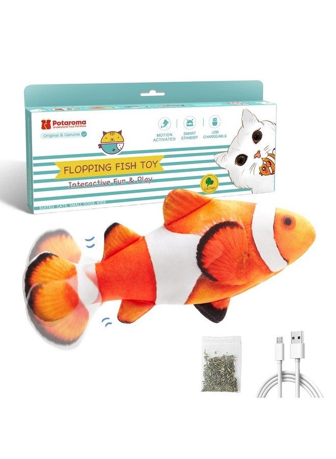 Potaroma Cat Toys Flopping Fish with SilverVine and Catnip, Moving Kitten Kicker, Floppy Wiggle Clownfish for Small Dogs, Motion Kitty Interactive Exercise, 10.5 Inches - Image 1