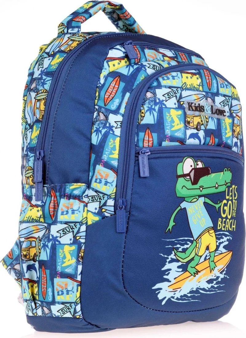 كاوكو Kids&love Boy's Navy Blue Crocodile Primary School Backpack