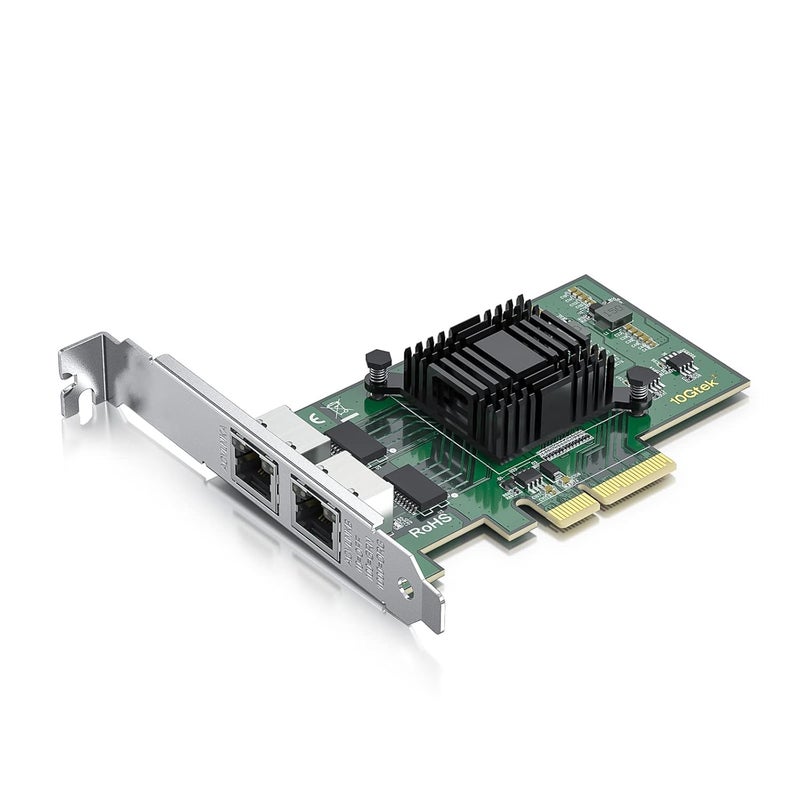 10جتيك 1G 1000 ميجابت في الثانية محول شبكة متقارب إيثرنت جيجابت (NIC) مع وحدة تحكم Intel I350AM2، بطاقة شبكة PCI Express إيثرنت، منفذان RJ45 نحاسيان، PCIE 2.0 X4، مقارنة مع Intel I350-T2 - Image 1