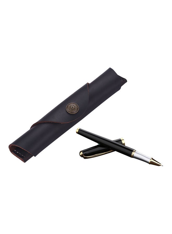 نيبمينينت حافظة أقلام مصنوعة يدويا من الجلد أزرق/بني - Image 4